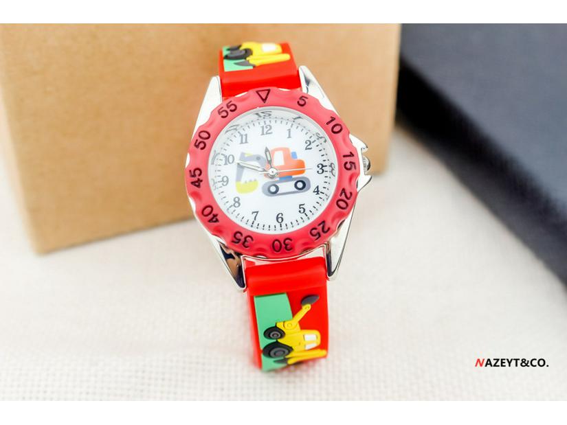 3D Cartoon Excavator Quartz Digital Watch for Kids