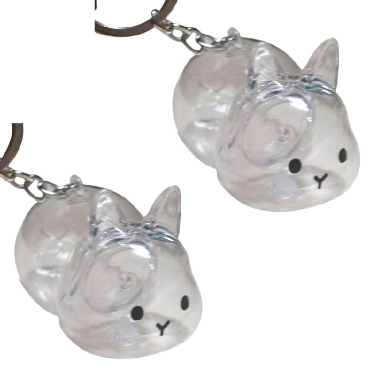 Functional Rabbit Shape Keepsakes Pendant Keychain Bunnies Hair Storage Box Clear Pet Furs Organizers Bag Charm Gift