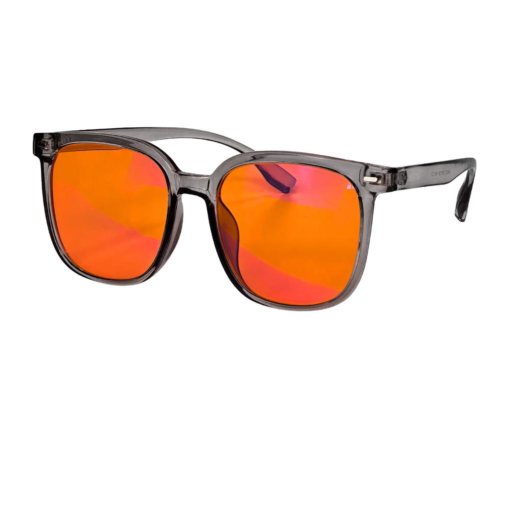 Orange Blaulichtblockierende Brille für Damen Großes Gesicht Rotes Glas Verbessert den Schlaf Linderung von Schlaflosigkeit 146mm