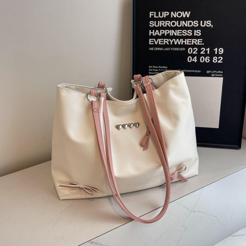 

Простая сумка-бант в стиле балеткор, корейская сумка-подмышка в форме сердца, повседневная сумка-бант на плечо для женщин белый