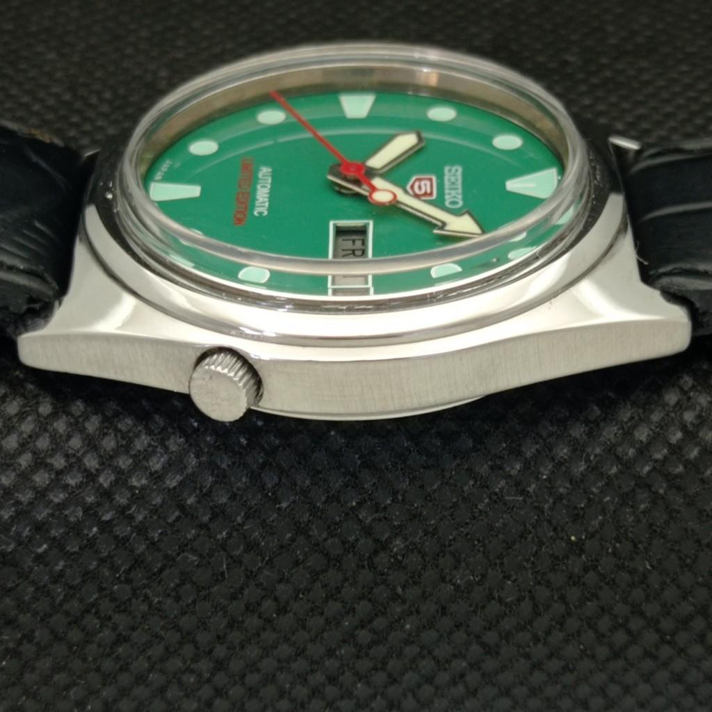 USED VINTAGE SEIKO 5 AUTOMATIC 7019A JAPAN MENS D/D GREEN WATCH 602-a313591-2 SKU602-a313591