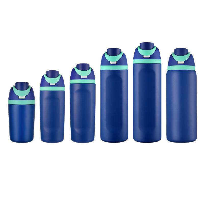 Große Edelstahl-Thermoskanne mit Doppelstrohhalm - Outdoor-Wasserbecher für Schüler