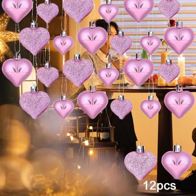 12db Valentin-napi szív alakú díszek, Valentin-napi függő díszek, szív alakú esküvői partira Valentin-nap