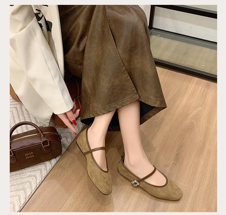 2026 News Fashion Women Flats Shoes Genuine Leather Spring Ballet Round Toe Casual Pumps Metal Buckle Shoes Woman