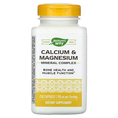Calcium and Magnesium, Mineral Complex, 750 Mg, 250 Capsules (250 Mg Per Capsule)