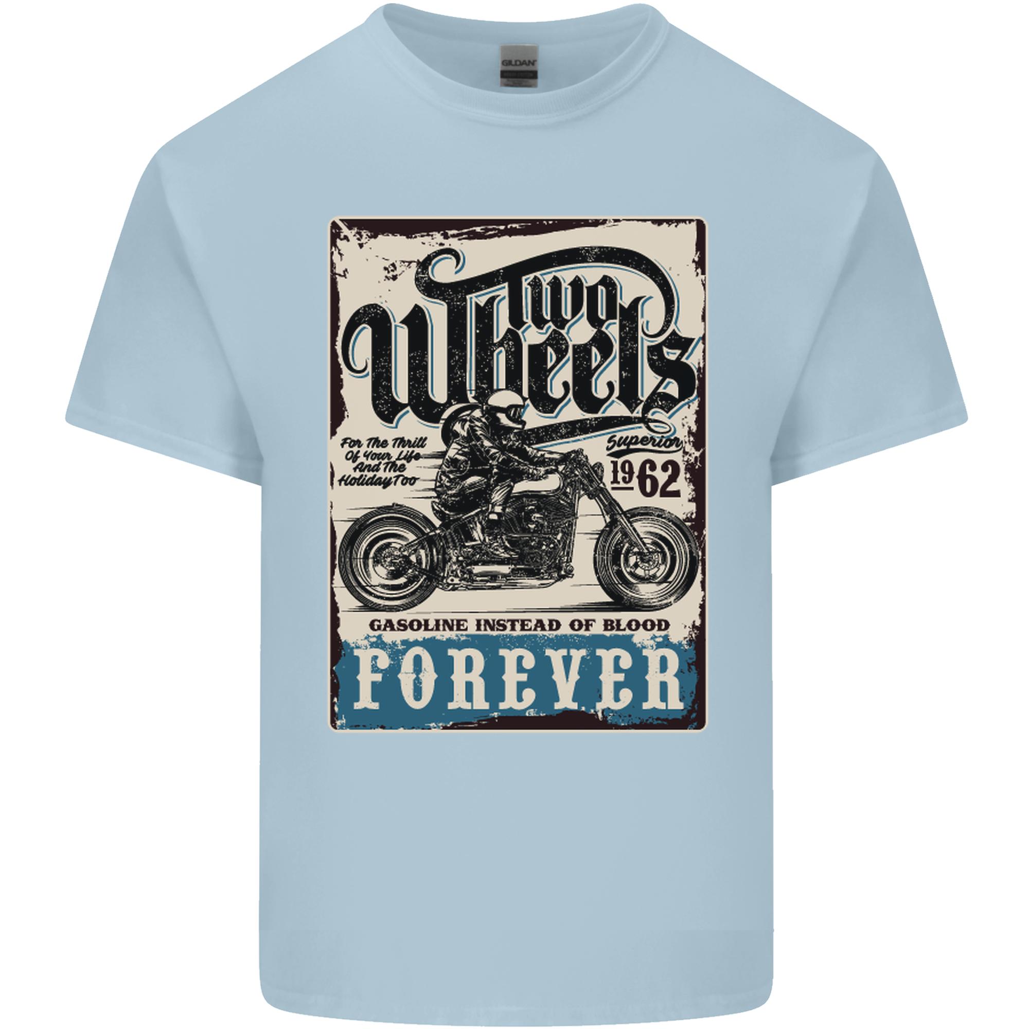 Two Wheels Biker Motorcycle Motorbike Unisexs Light Cotton TShirt S