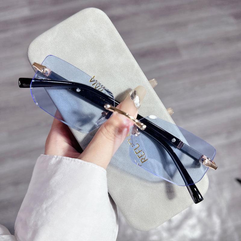 Luxury Rimless Sunglasses UV400 Protection Fashionable Retro Design for Holiday Vacation Fishing Cycling Personalized Sunnies