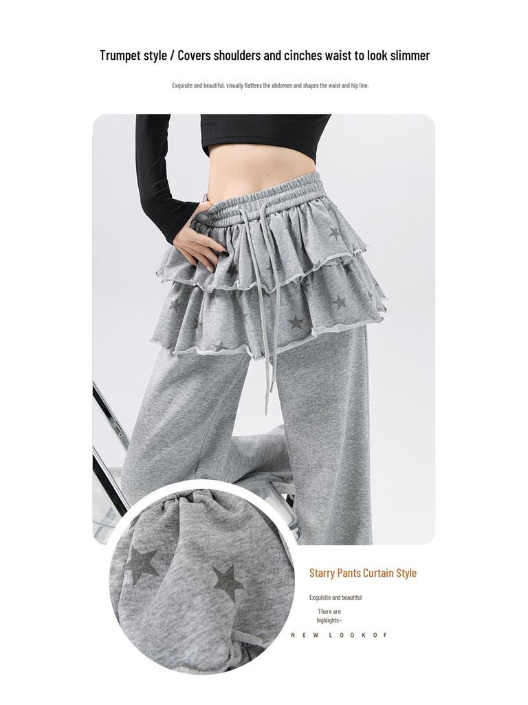 Falda con Dobladillo de Estrella Falsa de Dos Piezas para Niña 2026 Pantalones de Microcampana Adelgazantes - Estilo Casual de Primavera