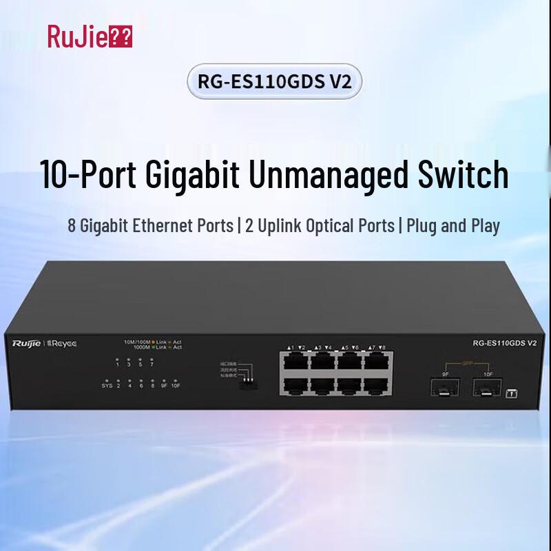

Ruijie RG-ES110GDS V2 8-Port Gigabit Unmanaged Switch