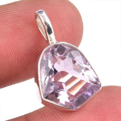 Natural Pink Amethyst Gemstone 925 Solid Sterling Silver Jewelry Pendant 1" z2G82
