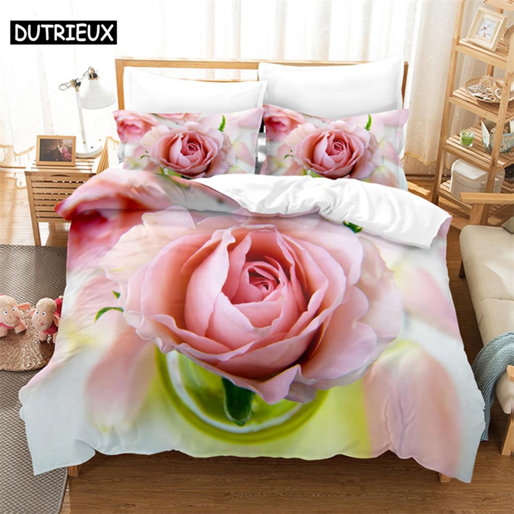 Luxury Rose Queen Bedding Set Duvet Cover Set Bedding Comforter Bedding Sets Bed Linen King Size Duvet Cover Bedding Set
