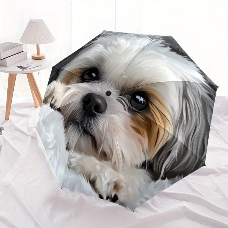 

Shih Tzu 1pc Automatic Folding Umbrella, Portable & Foldable Design with 8 Ribs, Cute Patterns, Casual Outdoor Accessory for H