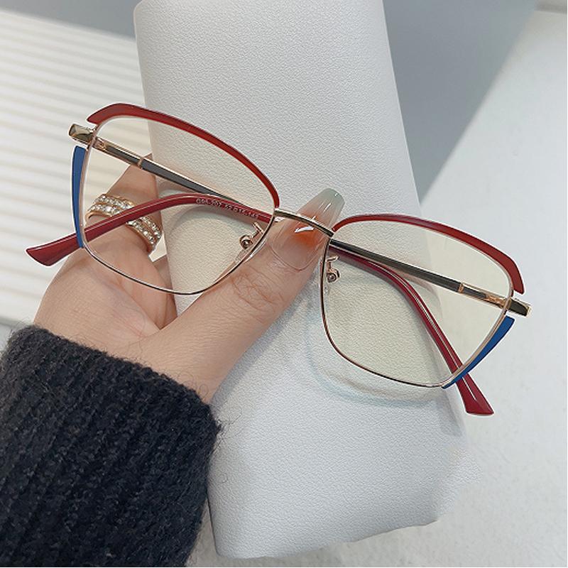 New Fashionable Flat Mirror Retro Metal Frame Optical Mirror Men's And Women's Anti Blue Light Glasses 66603