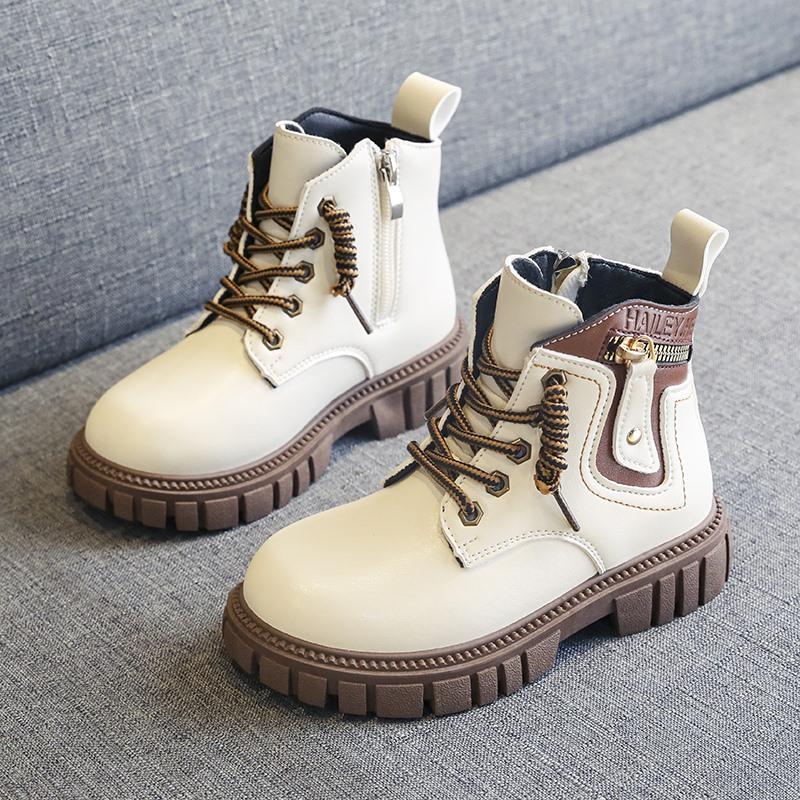 Boy's Winter Boots Fashionable Plush Warm and Casual High Top Cotton Boots Mid-Top Boots Fashion Black Boots
