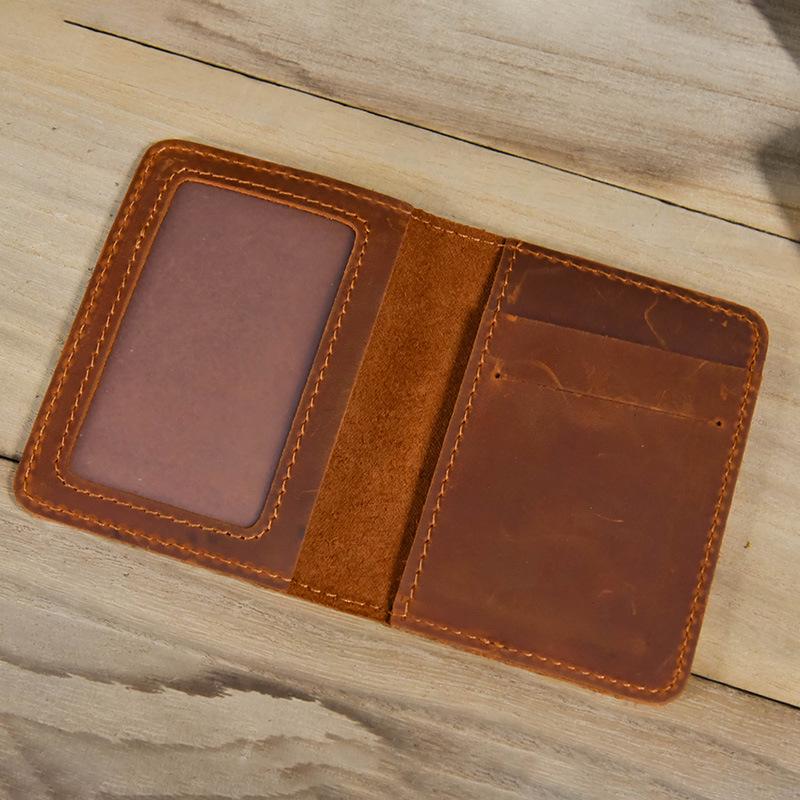 Men's RFID Blocking Genuine Leather Card Holder & Wallet - Crazy Horse Leather, Retro Style, Anti-Magnetic Cowhide 1003