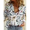 Women'S Fashion Printed Long Sleeve Collared Shirt