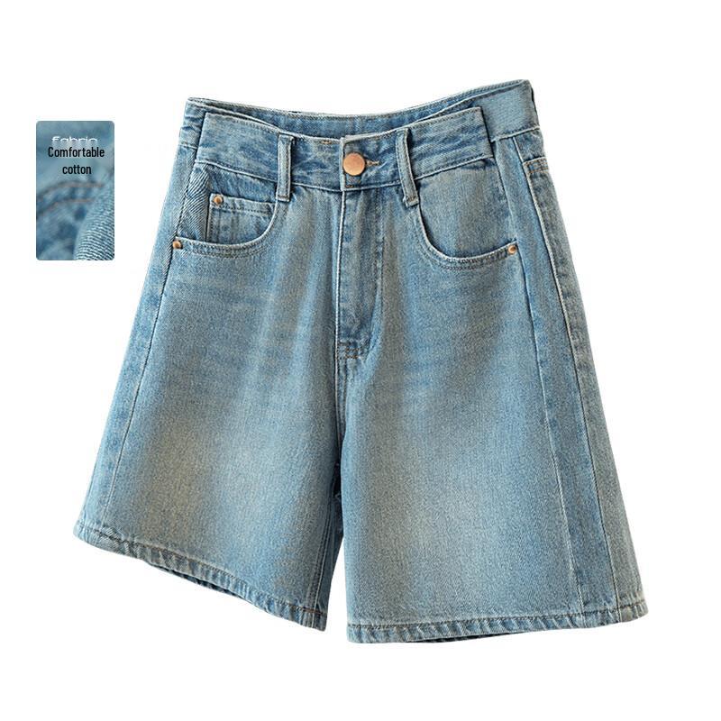 

Women s Loose Washed High-Waist Denim Capris M