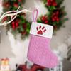 1PC Pink Christmas Socks Letter Embroidered Gift Pendant Knitted Letter Christmas Socks 3d Pendant Gift Bag