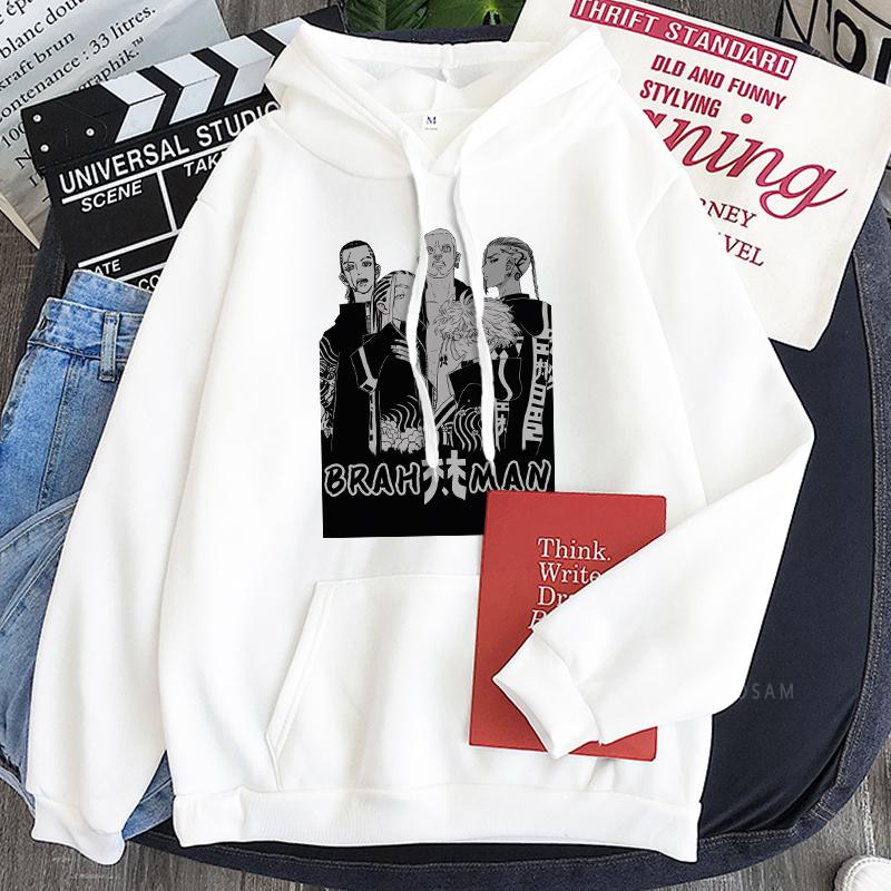 Japanese Anime Tokyo Revengers Hooded Pullovers Manga Cartoon BRAHMAN Senju Kawaragi And Imaushi Wakasa Loose Casual Sweatshirts
