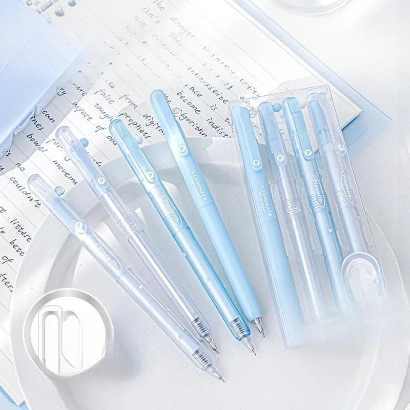 4pcs/set Jelly Clear Retractable Pens Set Stress Relief 0.5mm Black Ink Pens for Students Smooth Writing Exam School Supplies