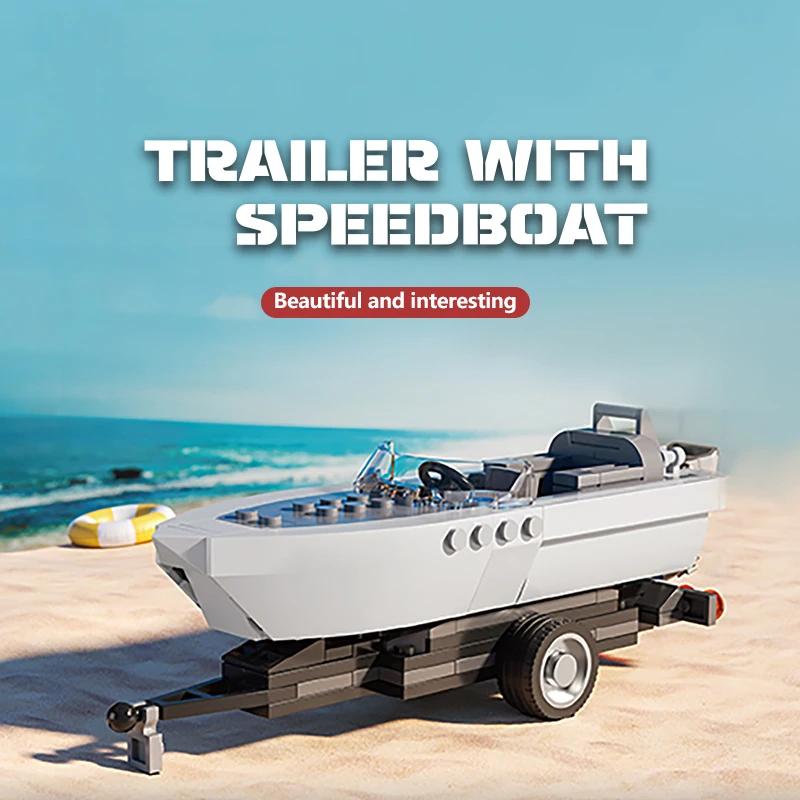 163 STÜCKE Schlepper Bausteine Anhänger Mit See Schnellboot Modell Steine Schreibtischdekoration Lernspielzeug Für Kinder Weihnachtsgeschenke