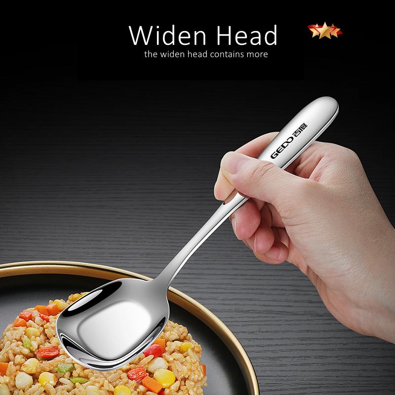 6 Pcs LFGB Certified Pure 304 Stainless Steel Dining Spoons Ultra Thick Flat Head Spoon Shovel-shape Scoop for Rice and Salad4