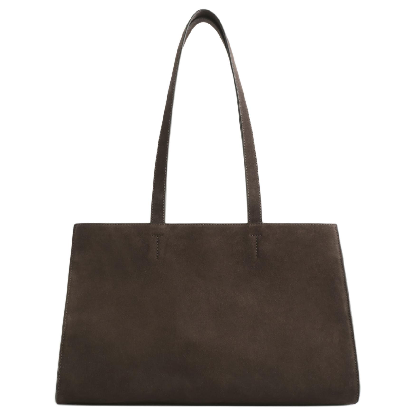 COS Fusion Style Magnetic Long Shoulder Strap Tote Bag Women Tote Bags Dark-Brown 1288445001 Dark Brown