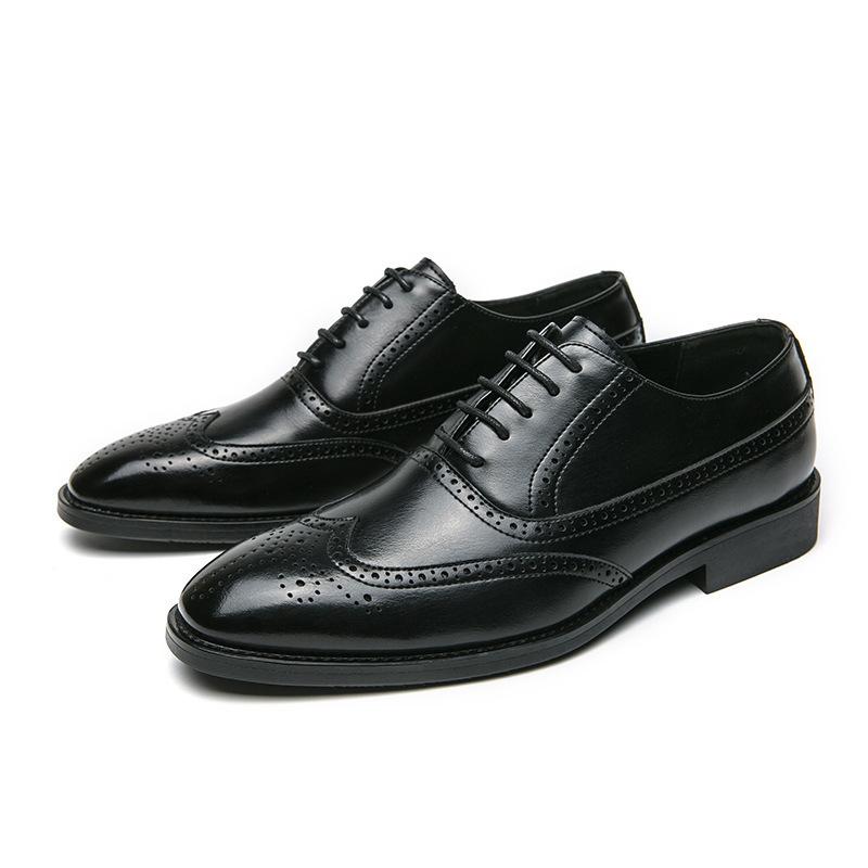 Large size business dress leather shoes fashion men Brock carved leather shoes trend British style lace-up leather shoes