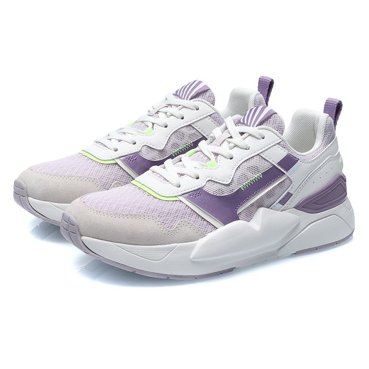 Li Ning Comfortable Breathable Low-Top Running Shoes Women sneaker White Purple AGCR074-1