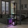 RGB LED Floor Lamp with Shelves, Modern Dimmable Standing Lamp with Remote Control, Adjustable Brightness & Speed for Living Room, Bedroom, Office