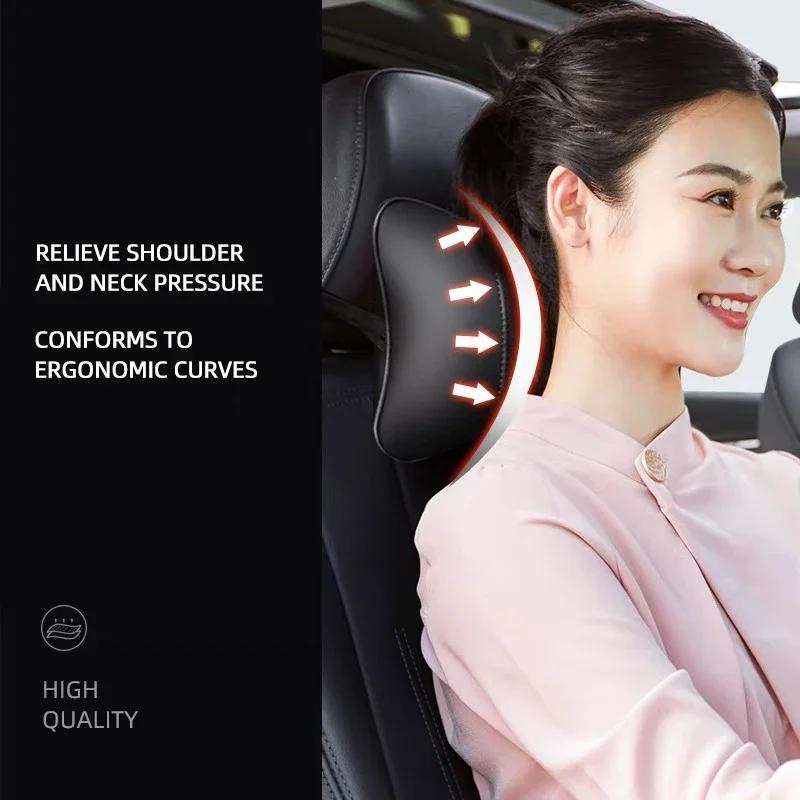 1Pcs Car Seat Headrest Auto Logo Neck Head Pillow Tools For VW R Line GTI Atlas Jetta Touareg Variant Golf Polo Taos PassatAL6