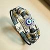European Retro Blue Evil Eye Beaded Leather Bracelet