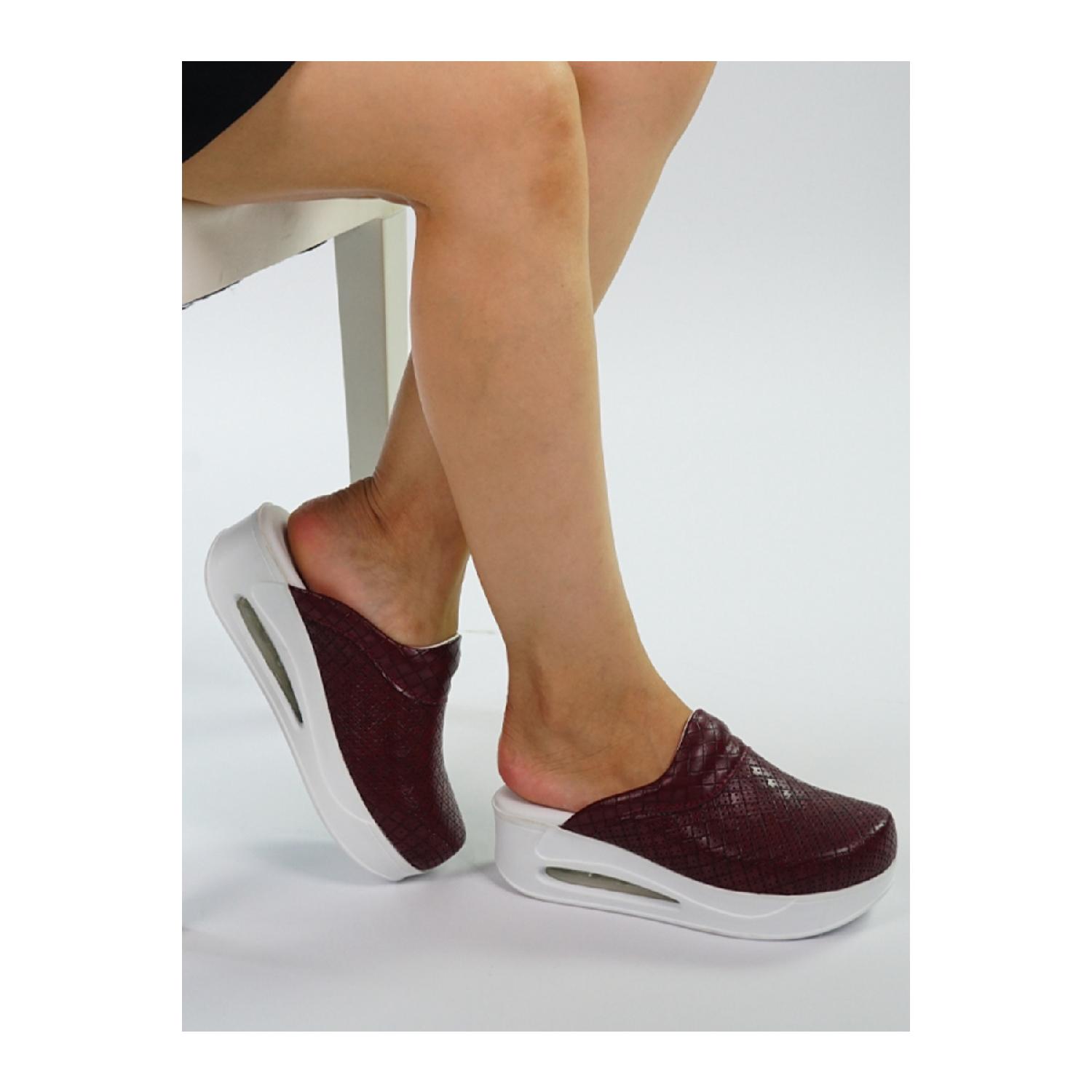 

Burgundy Leather Pattern, Sole Orthopedic, Doctor, Nurse, Cook, Dentist Sabo Slippers
