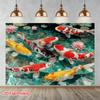 2D Premium Bedrukte Geluks Koi Vis Achtergrond Feng Shui Kunst Banner