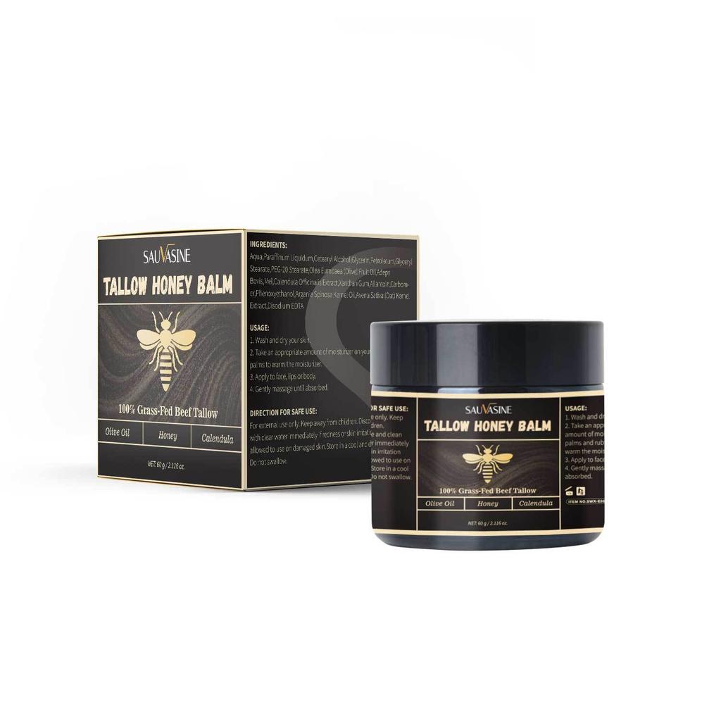 SAUVASINE Tallow Honey Balm Natural Skin Moisturizer Multi-Purpose Healing Ointment Nourishing Repair Lotion