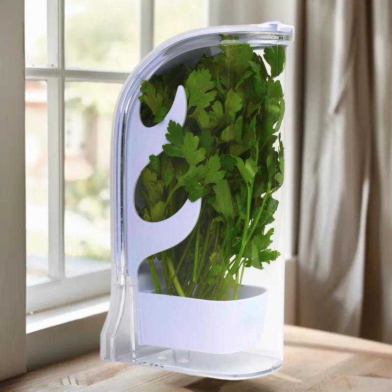 1Pieces Herb Crisper Saver Container Refrigerator Side Opening Container Herb Vegetable Keeper Fresh Bottle Outdoor Tableware