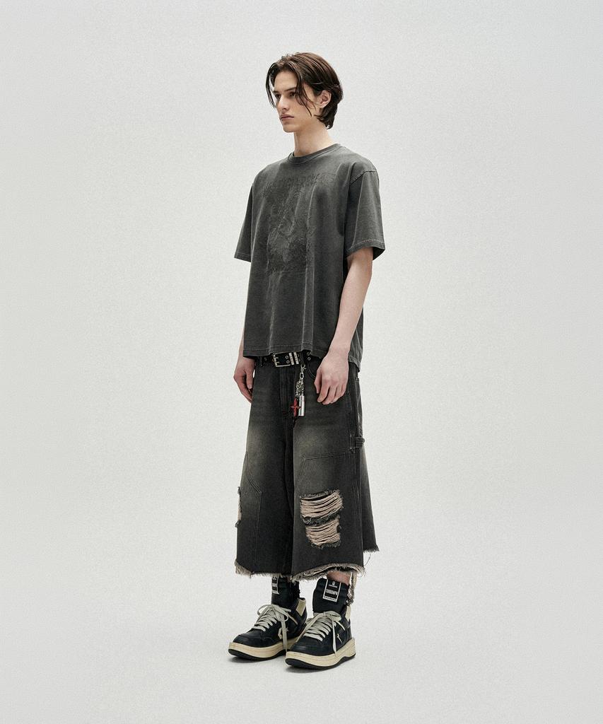 NOT4NERD Distressed Carpenter Bermuda Shorts - Black
