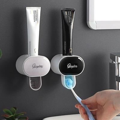 1ks Nástěnný automatický dávkovač zubní pasty a držák na zubní kartáčky - Pohodlný a hygienický koupelnový doplněk