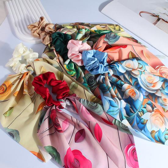 Hair Band Floral Print Bowknot Shape High Elasticity Hair Tie No Irritating Scalp Hair Rope Versatile Hair Accessory