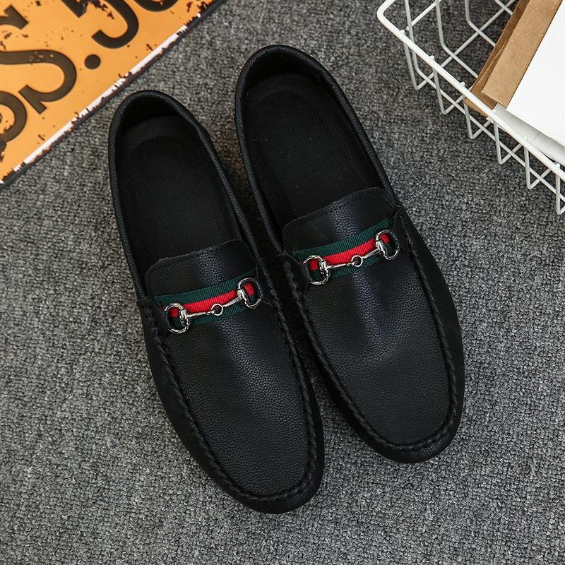 

Doudou men s shoes spring British style white loafers casual leather shoes lazy one pedal driving soft-soled trendy shoes 44 чёрный