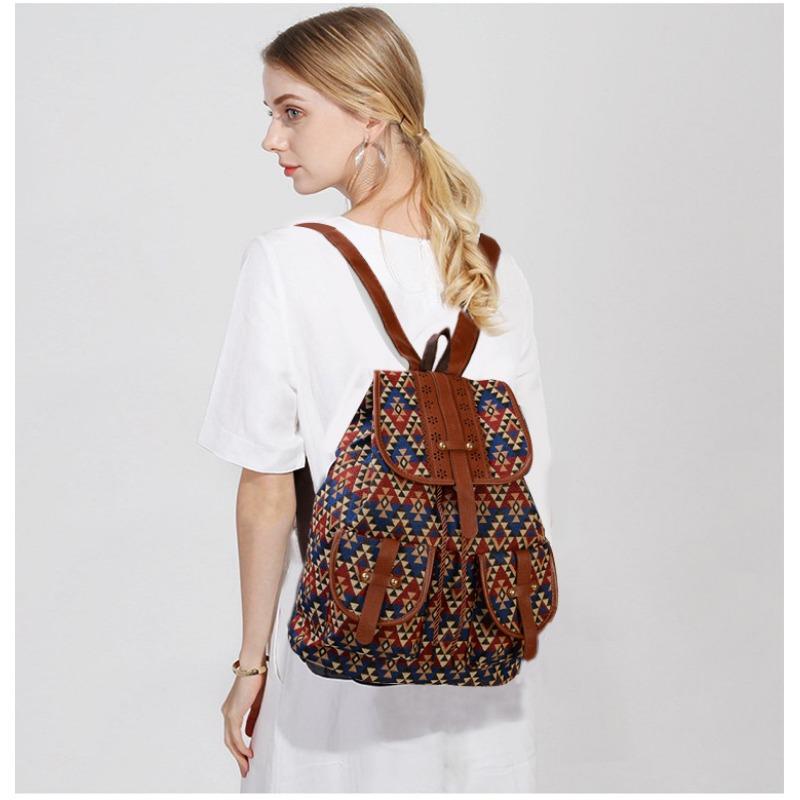 New Exotic Style Backpack Vintage Trend Large Capacity Casual Fashion Personalized Drawstring Women Bag