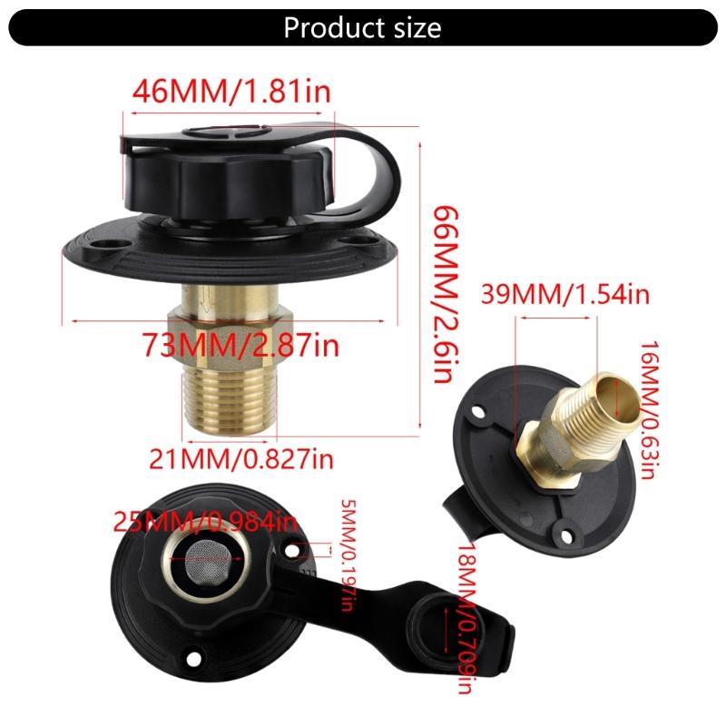Flange Motorhomes Water Connection Inlet 3/4NH Female to 1/2 NPT Male with Check Valves Suitable for Campers Trailer