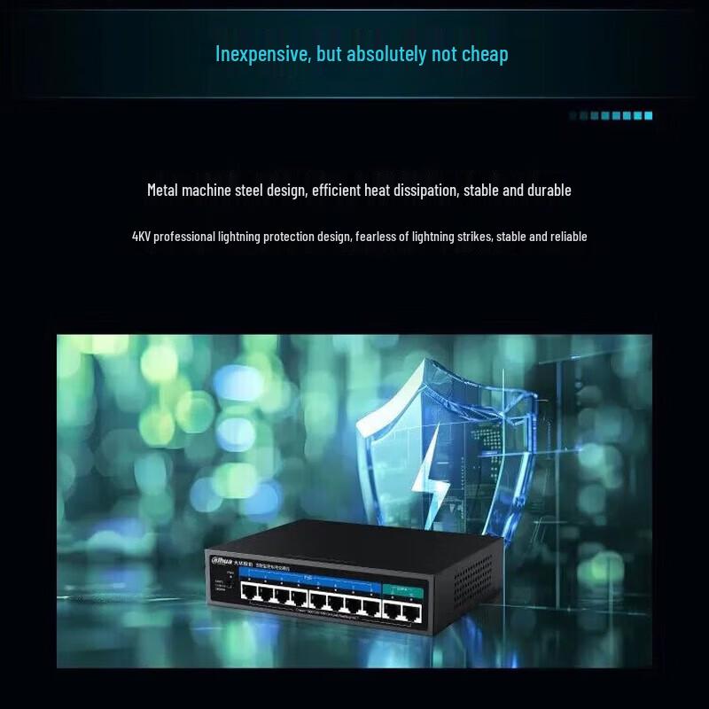 Dahua 8-Port Gigabit PoE Unmanaged Switch 120W CN Plug (adapter Included)