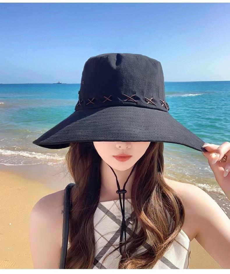 Women's Retro Bucket Hat 10cm Wide Brim Cowboy Fisherman Cap Sunscreen Summer Outdoor Fishing Hiking Windproof Bob