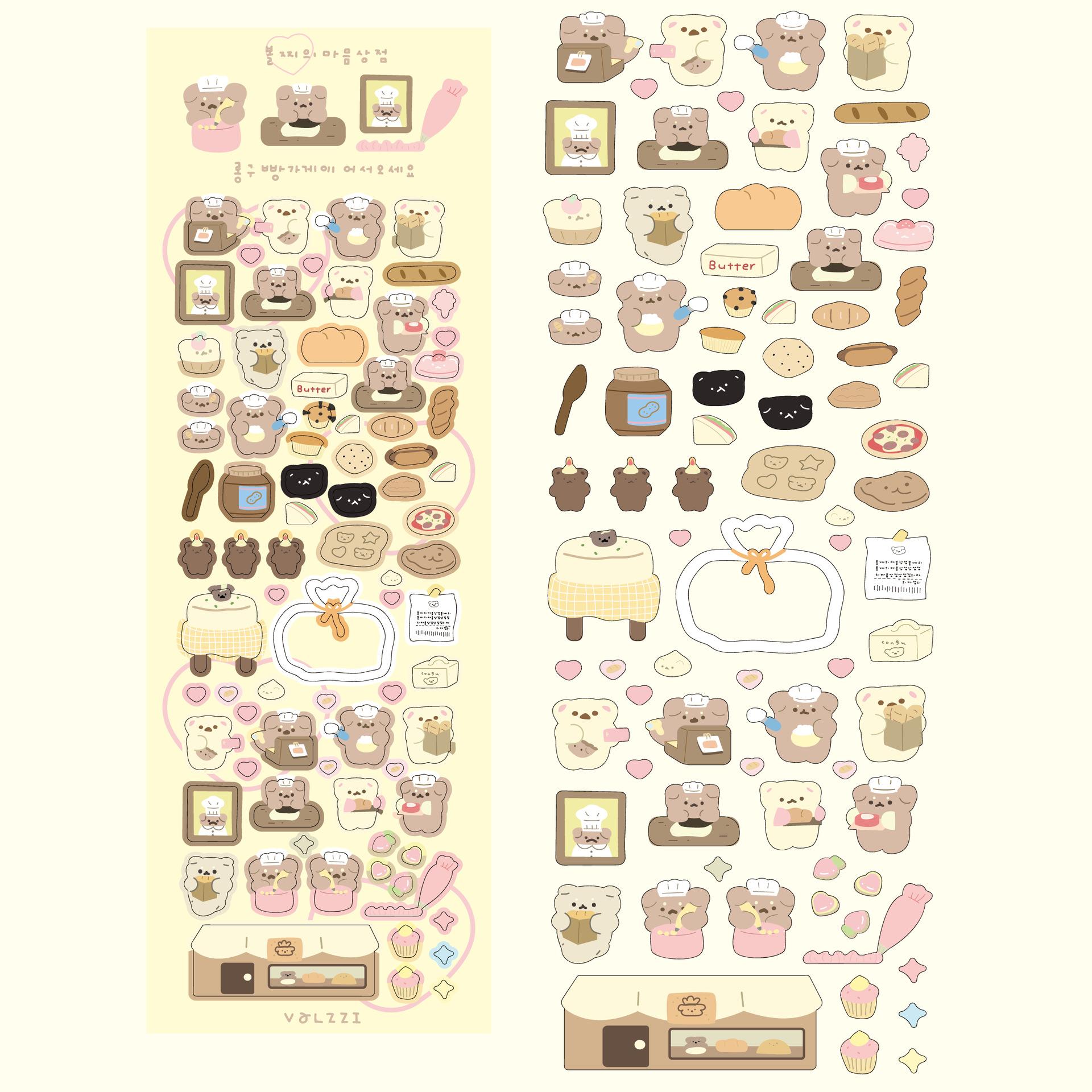 

Корейская популярная милая наклейка с изображением медведя из мультфильма, горячая серебряная наклейка с изображением кролика gooka, декоративный материал своими руками