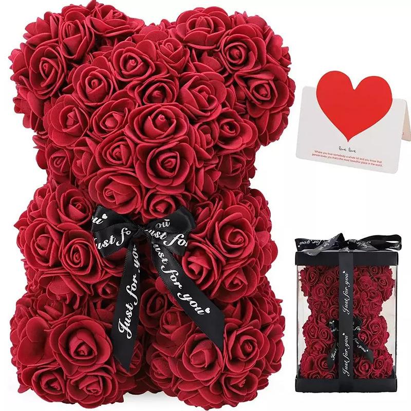 Saint Valentin 2025 Teddy Flowers Rose Decoration Foam Bear Rose Teddy Bear With Box Teddy Bear for Flowers Decoration