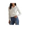 Polo Solid Color Polo Collar Button Long Sleeve Knit Sweater Women Sweater White WMPOSWENDW20438-100
