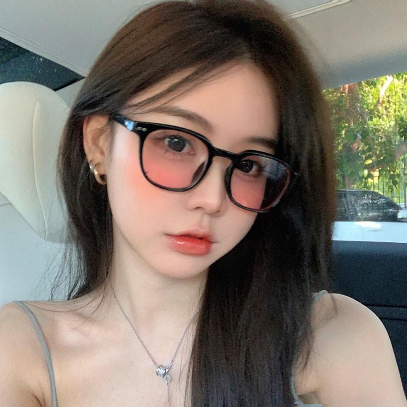 Kvinner Blush Gradient Anti Blue Light Briller Mote Runde Dekorative Solbriller Jenter Søte Shades Eyewear