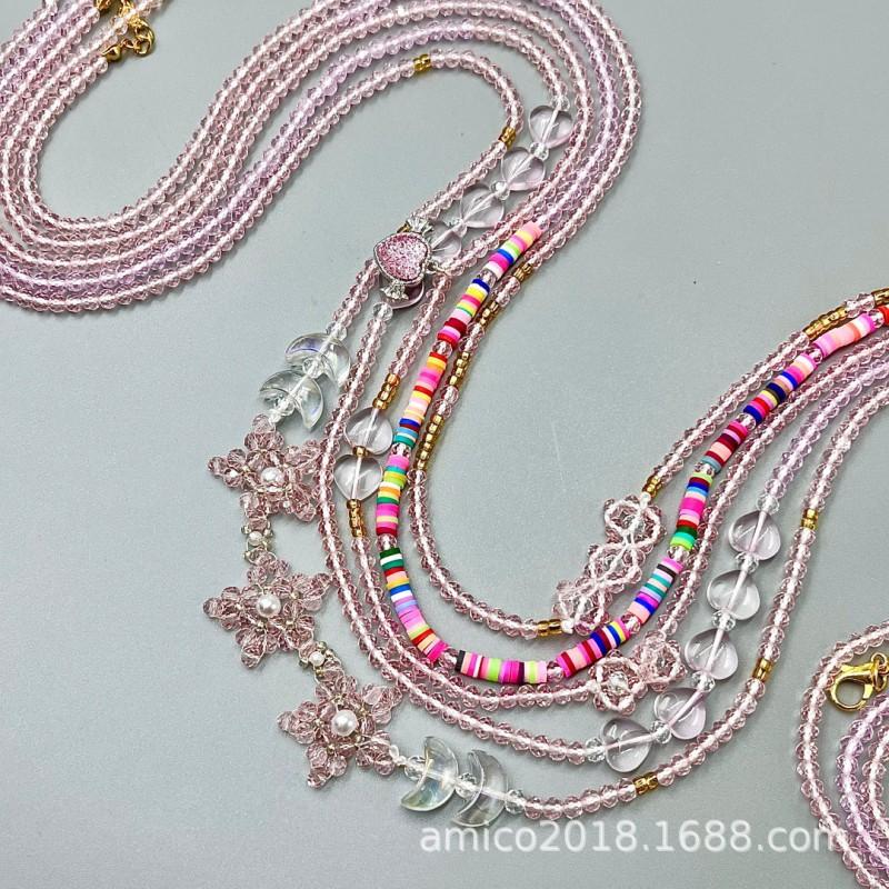 Handgefertigtes Bohème-Hüftketten-Set Mit Verstellbaren Perlen Rosa 5-teilig Legierung Körper Schmuck Festival Strandbekleidung