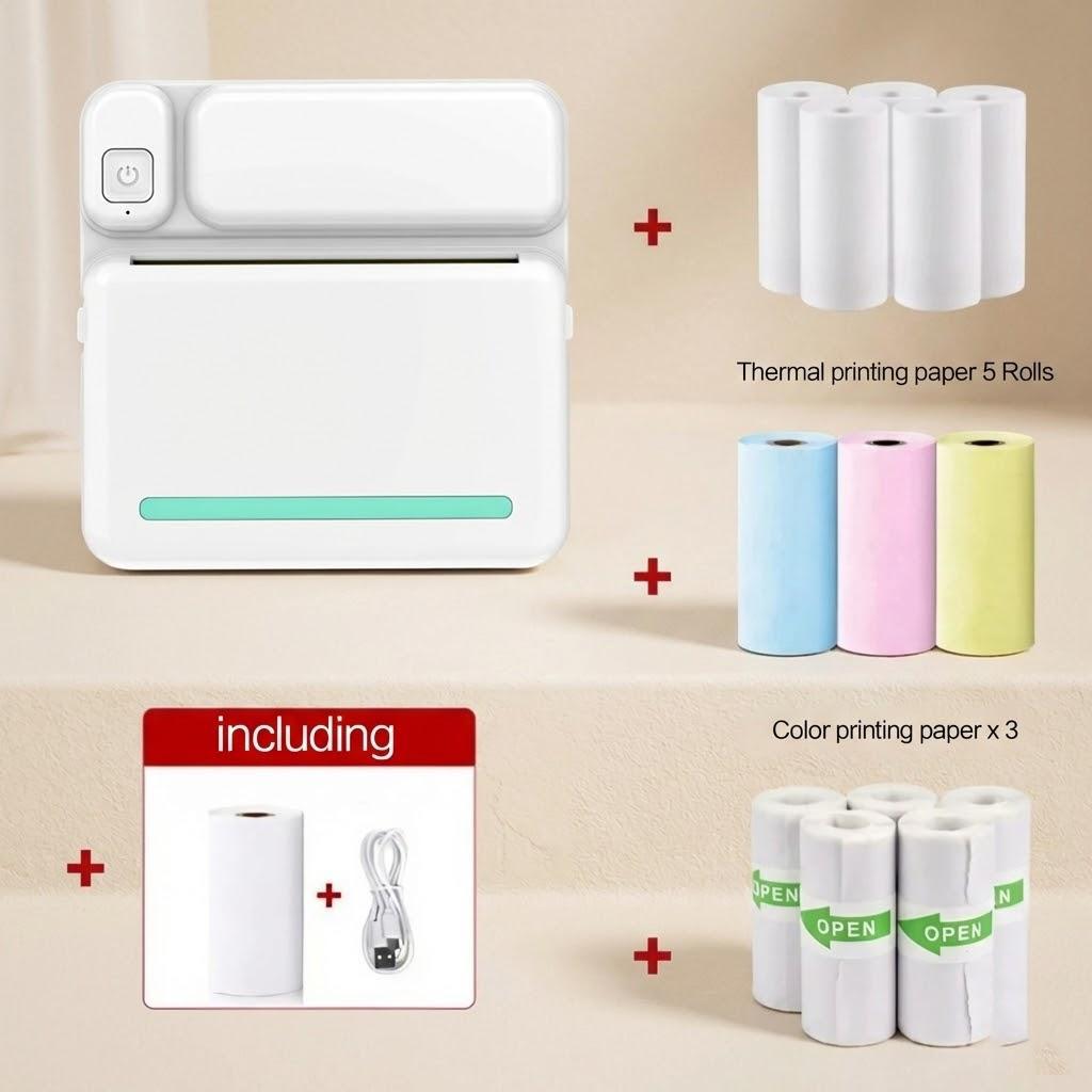

Bluetooth Pocket Thermal Printer 3 Styles High Resolution 205 DPI No Ink Needed Photo Label Memo Printer